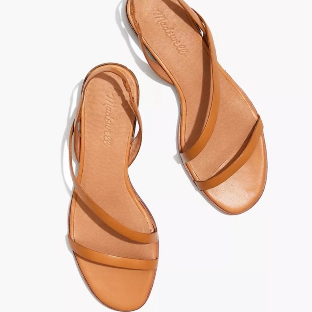 Madewell Bare Asymmetrical Sandals in Leather Desert Camel NWT